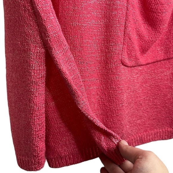 067. Soft SURROUNDINGS S-M Oversized Pink Metallic Knit Slouchy Pockets Dress - Picture 10 of 11